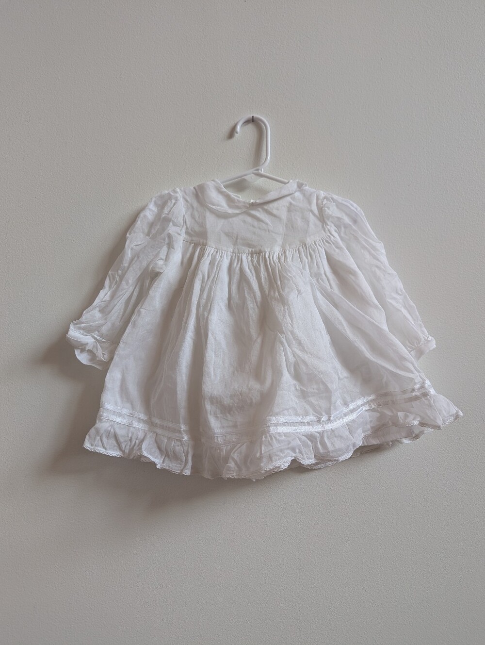 Vtg Dress 9m White Layering Baby Girls Peter Pan